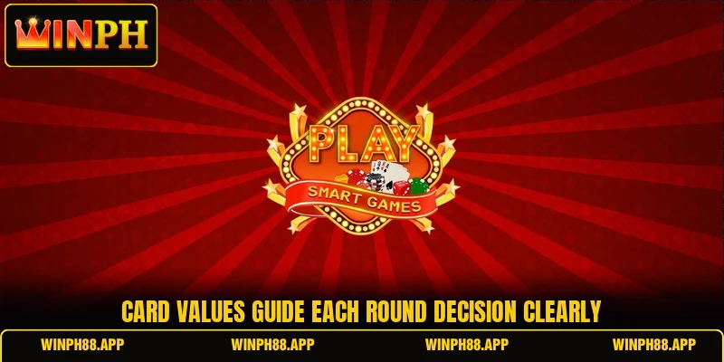 Card values guide each round decision clearly