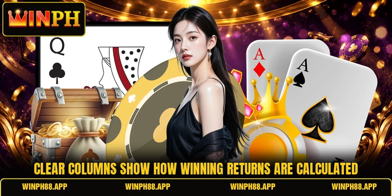 Clear columns show how winning returns are calculated
