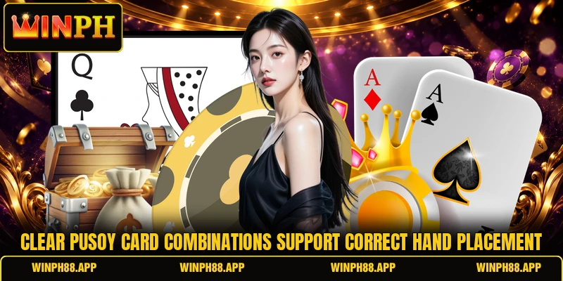 Clear pusoy card combinations support correct hand placement