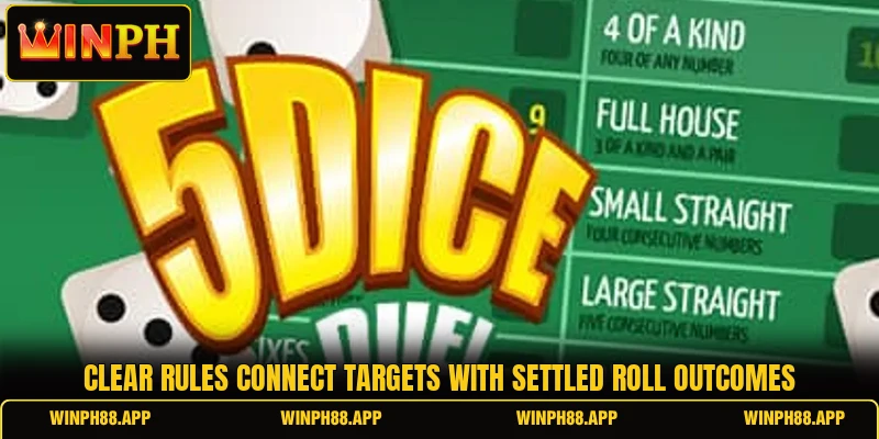 Clear rules connect targets with settled roll outcomes