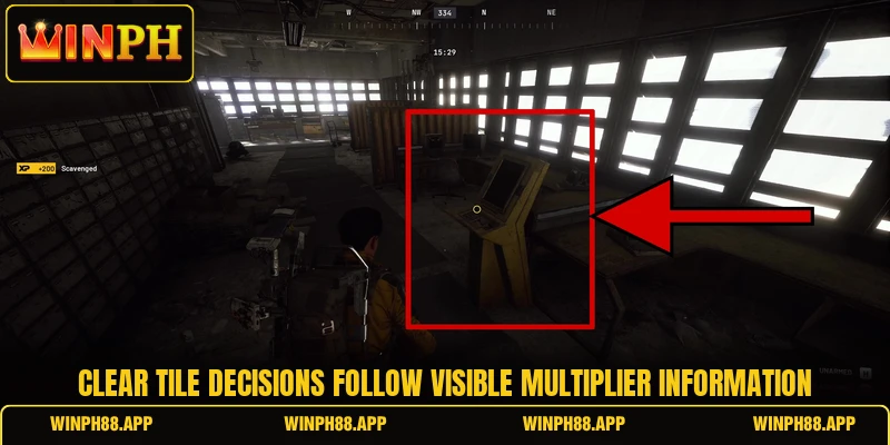 Clear tile decisions follow visible multiplier information