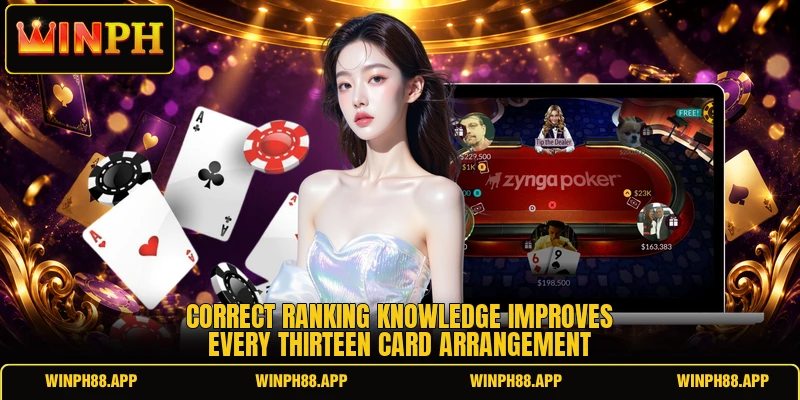 Correct ranking knowledge improves every thirteen card arrangement