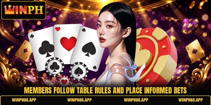 Members follow table rules and place informed bets