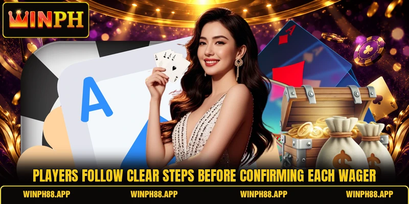 Players follow clear steps before confirming each wager