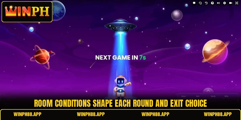 Room conditions shape each round and exit choice