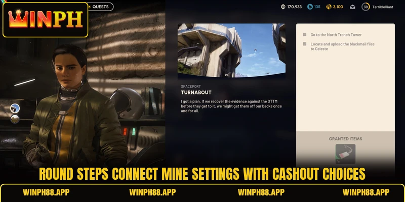 Round steps connect mine settings with cashout choices