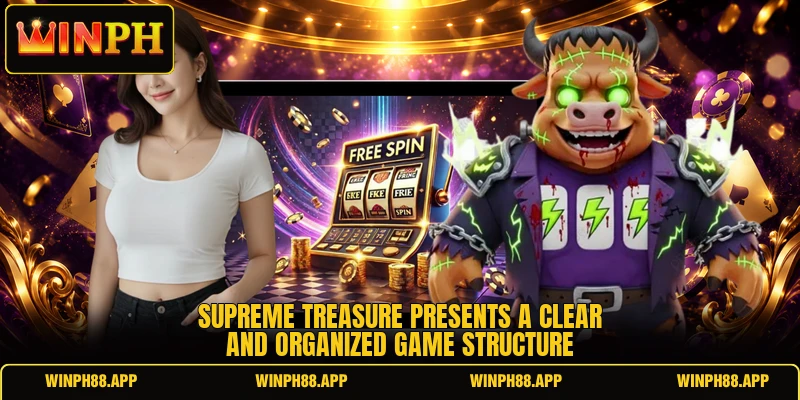 Supreme Treasure presents a clear and organized game structure